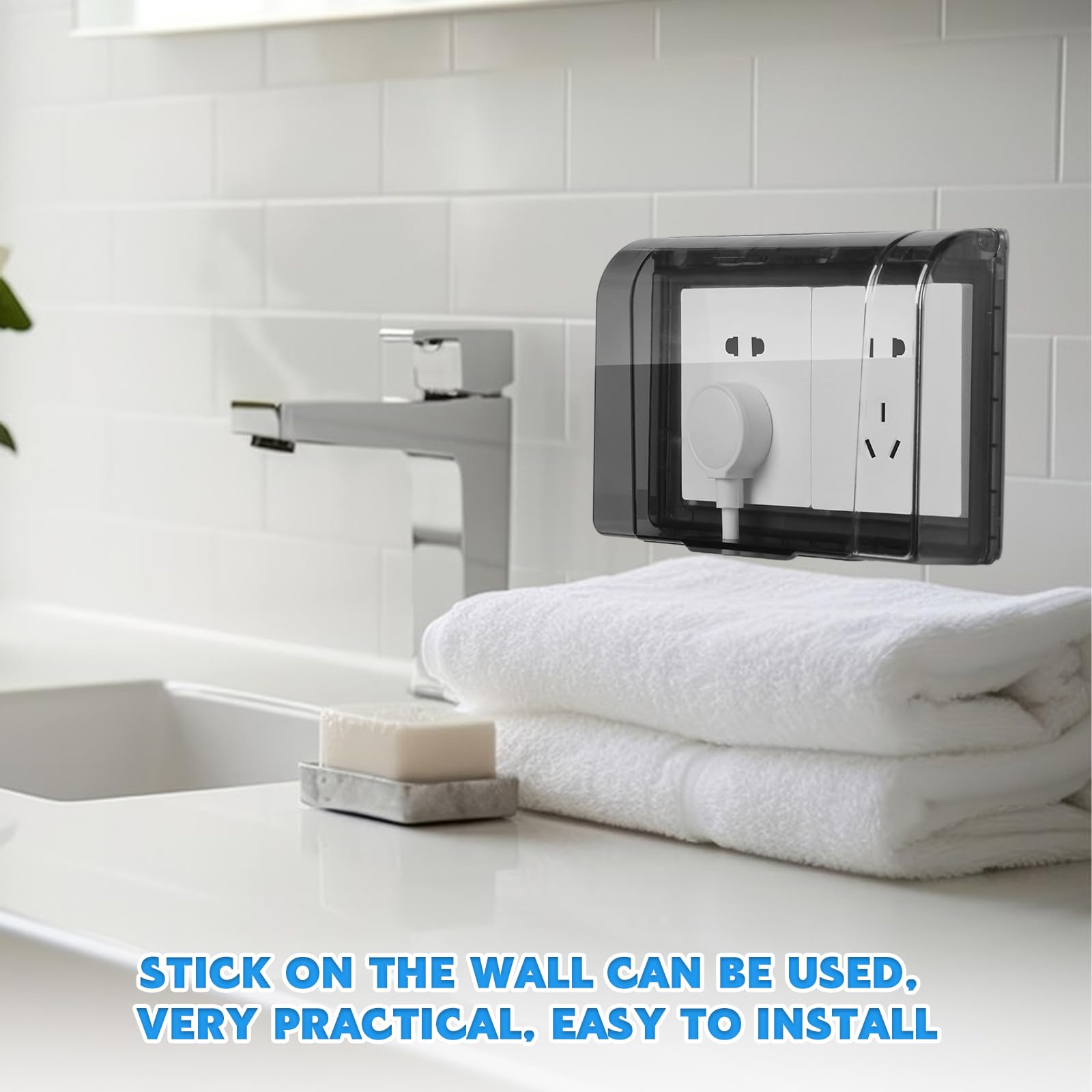 Copriprese Impermeabili Trasparenti - Set Di 4 Adesivi Per Prese Tipo 86, Sicuri E Facili Da Installare - Foto 4