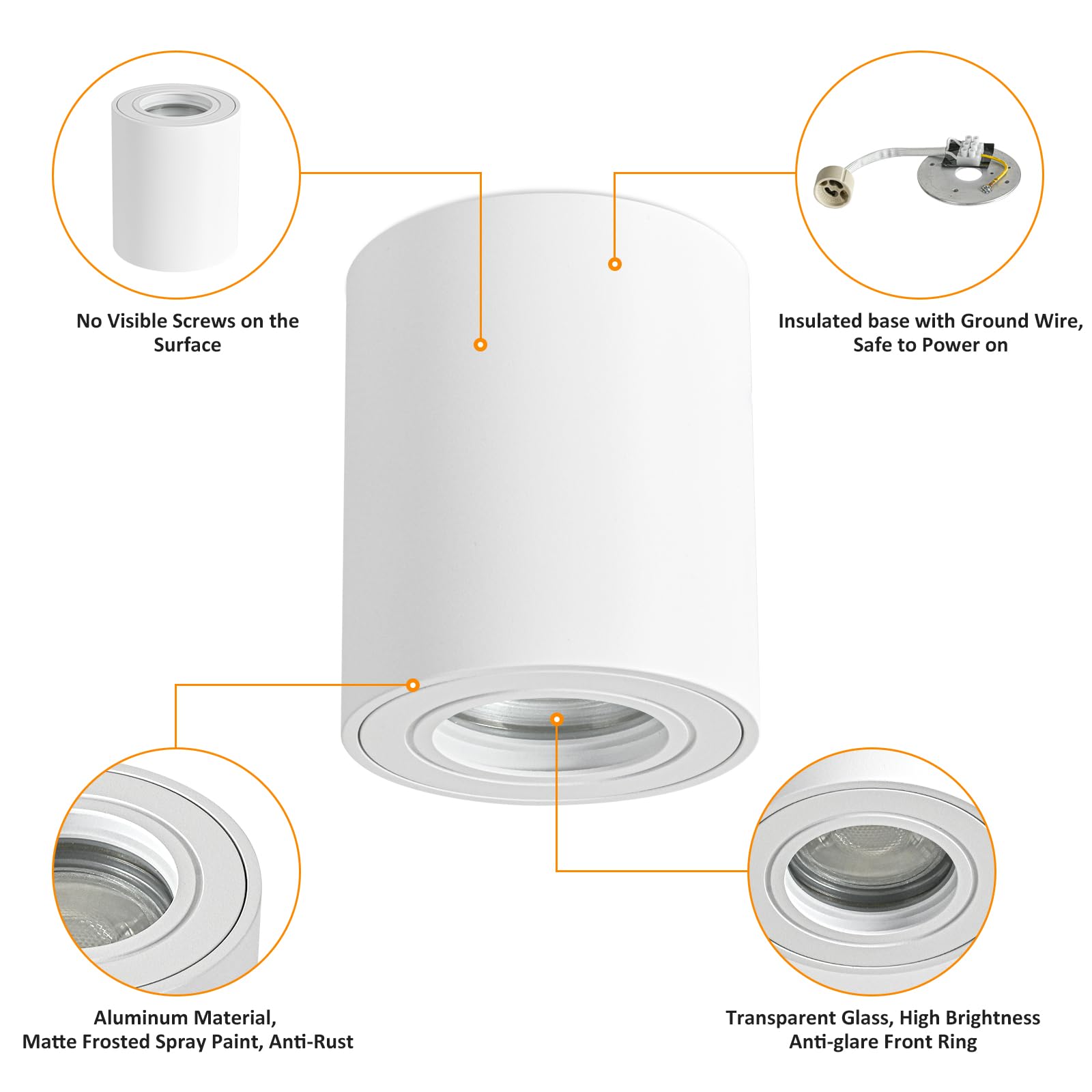 Deckenspot Aufbauspot IP44 Weiß GU10 Flach Aufbaustrahler Deckenleuchte 230V Aluminium Downlight Runde 2 Stück