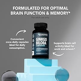 Ginkgo Biloba 120mg with Phosphatidylserine - Nootropic Brain Health, Memory, and Focus Supplement - Supports Cognitive Function, Mental Clarity, and Alertness - 60 Non-GMO Capsules, 2 Month Supply