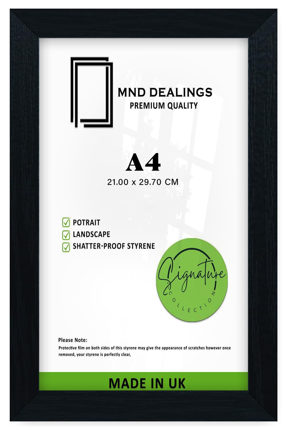 MND Dealings Modern Small Poster/ A4 Picture Frame (29.7x 21cm)-Solid MDF Wood- Certificate Jigsaw Puzzle Frame -Perfect for Gifting & Home Wall Decor Portrait Landscape Display -(Black)