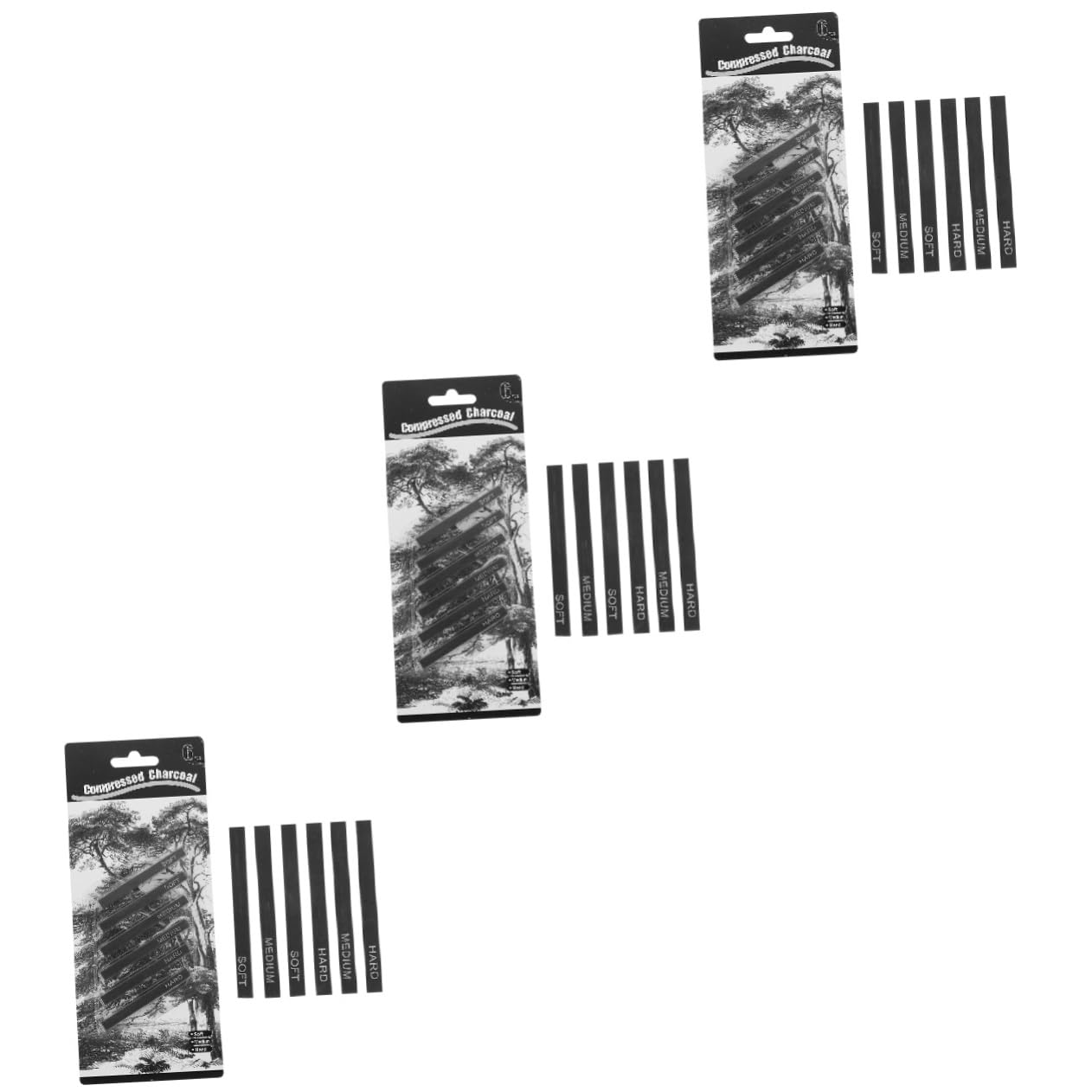 KONTONTY 3sets Graphite Sticks for Drawing Square Compressed Sketching Rods Supplies Kit 6pcs*3