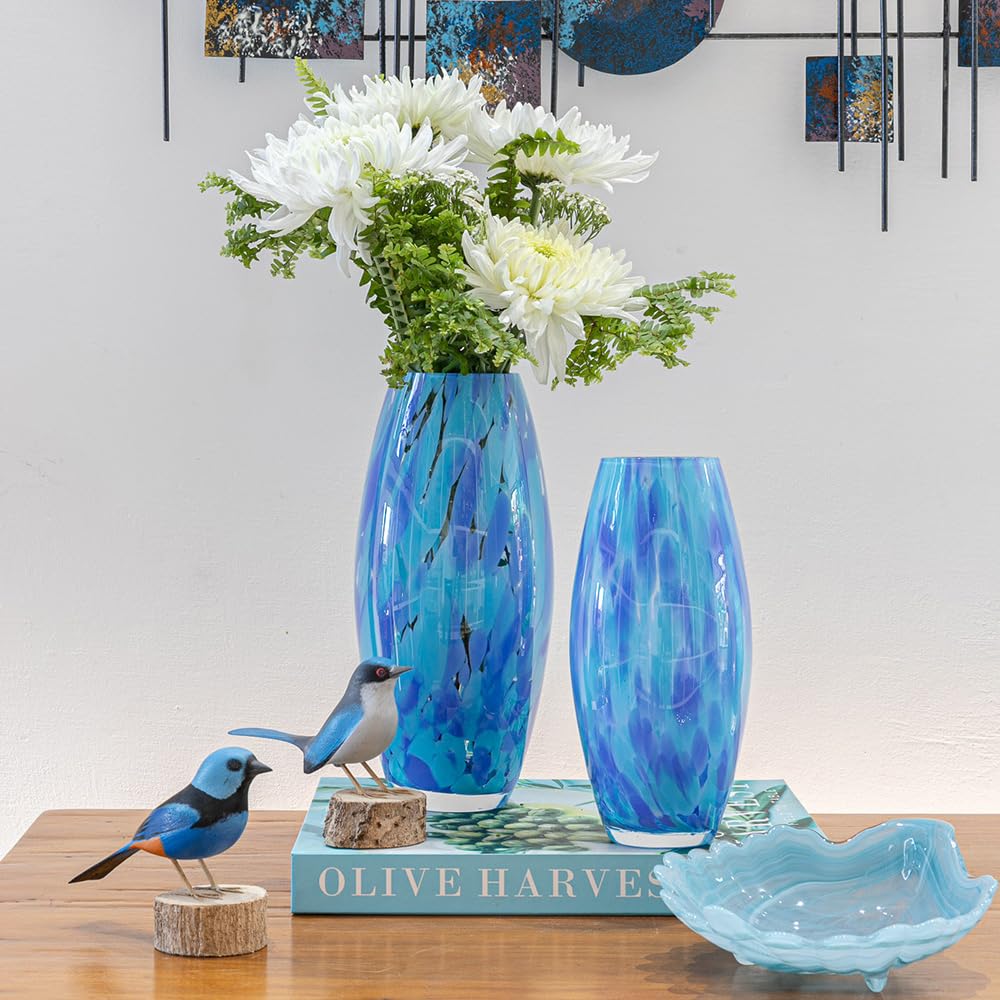 Ca D Oro Glass Vase Blue Confetti Hand Blown Murano-Style Art