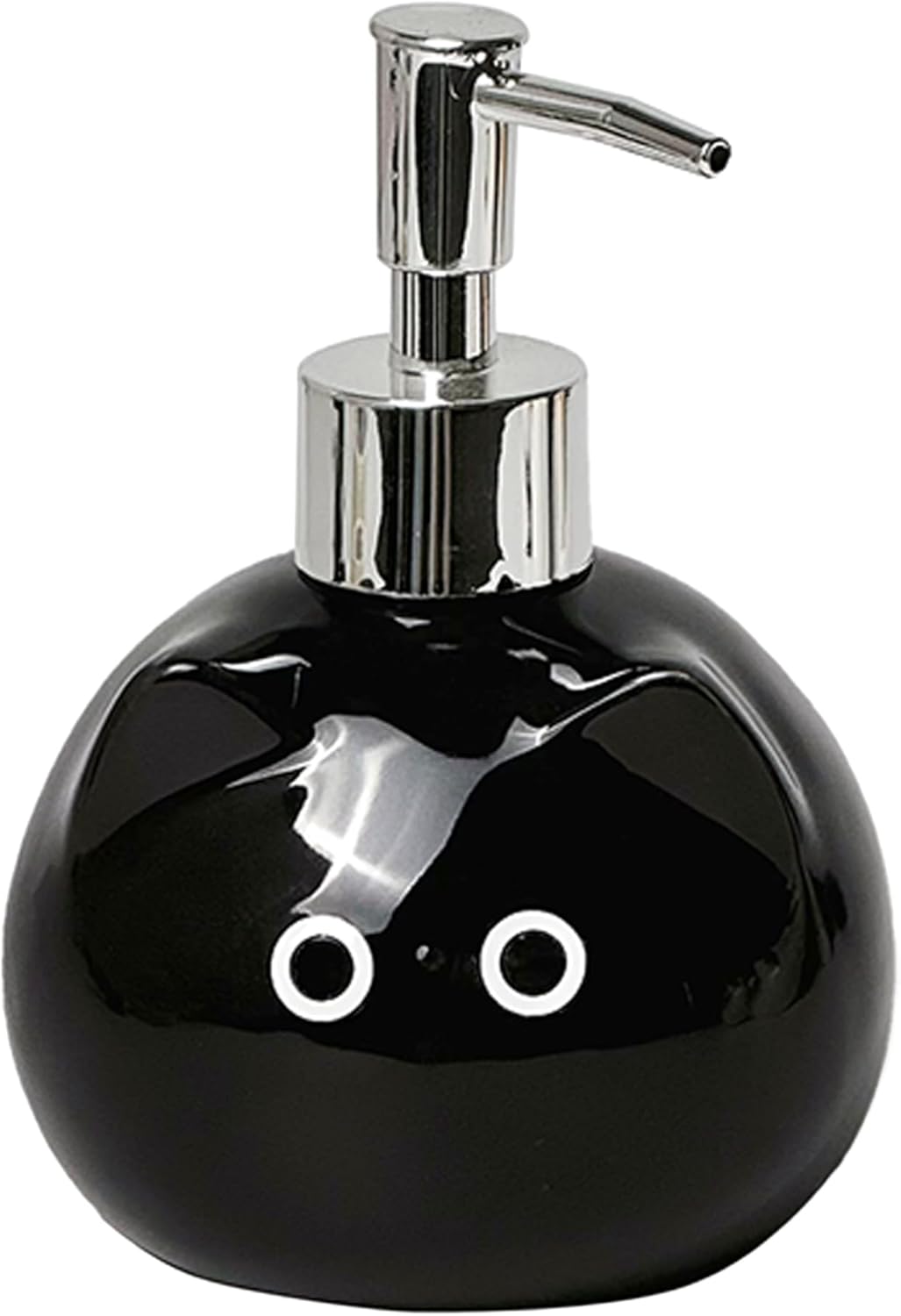 Ceramic Cute Cat Soap Dispenser with Pump, Perfect for Dish Soap, Liquid Soap, Hand Soap Dispenser for Bathroom, 10 oz Refillable Lotion Bottle (Black)
