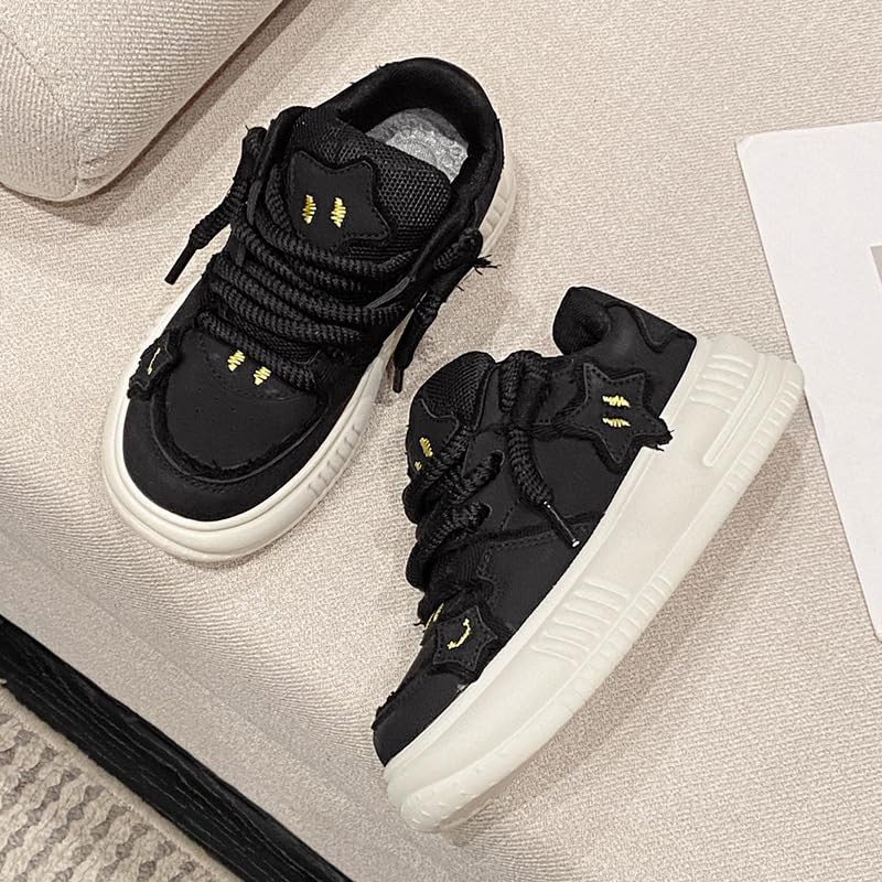 Cute Kawaii Star Shoes with Bread Shape Chunky Platform Non Slip Lightweight Kawaii Y2K Pretty Pastel Retro Trendy Training Sneakers for Women Girls Streetwear Skateboarding Casual Everyday Outfits3