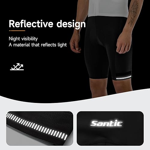 Miniatura 5 de Santic Pantalones cortos de ciclismo para hombre, acolchado 4D, transpirable, para ciclismo de carretera, ciclismo, ciclismo, ciclismo, gel de viaje