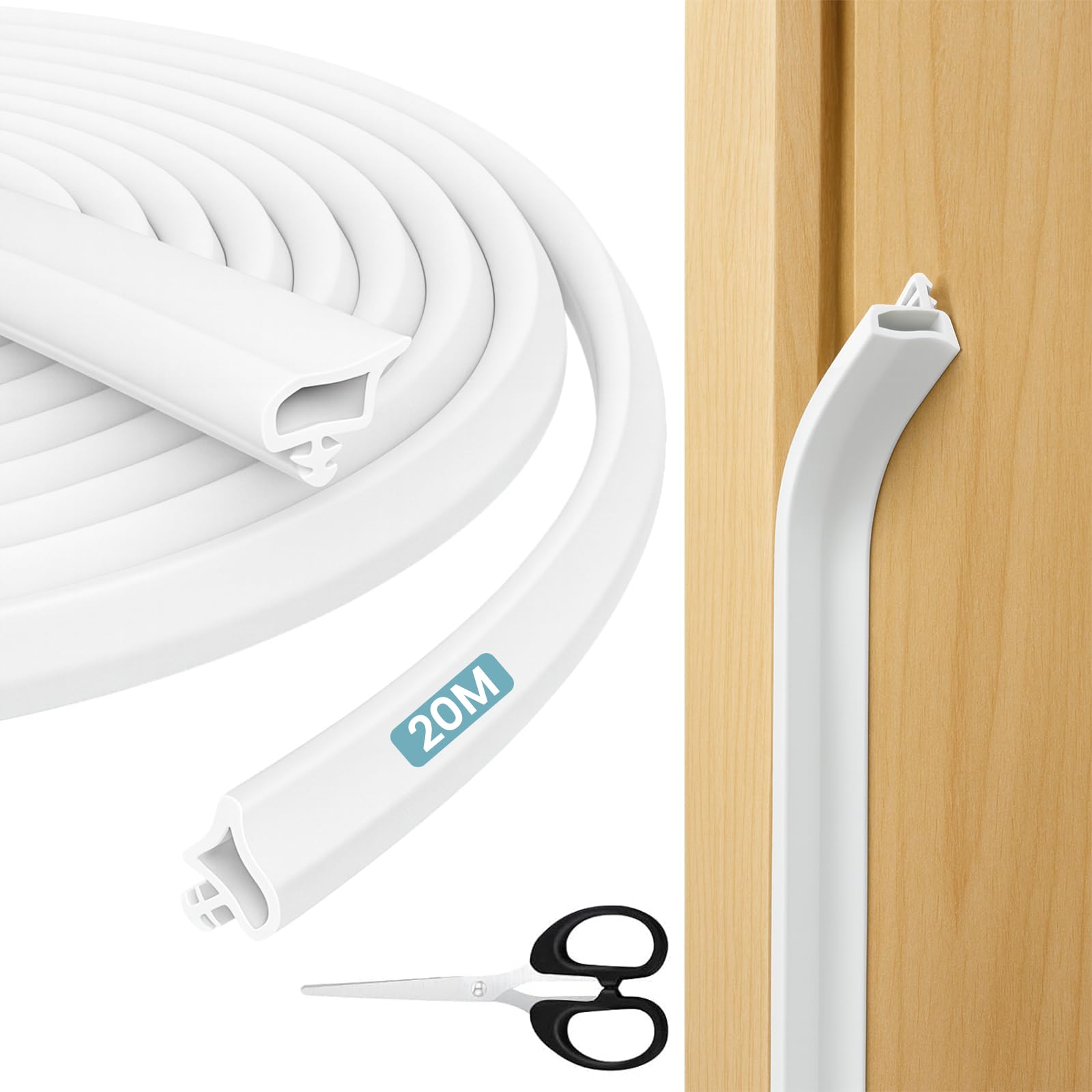 Bohoray 65.6F/t20M Weather Strip Door Seal, Draft Excluder for Doors with Scissor Door Weather Stripping Seal Strip