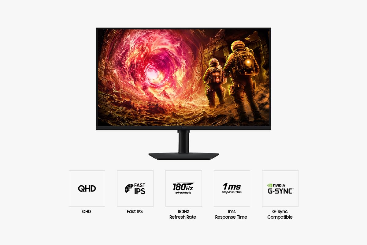 Samsung Odyssey Gaming LS32FG502EUXXU 32" QHD 1ms 180Hz IPS Gaming Monitor - 2560x1440, HDMI, Displayport, Height Adjust, Gsync Compatible — view 2