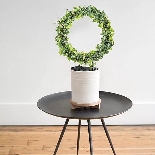 Miniatura 5 de Halatool Paquete de 6 enrejados de metal negro para plantas trepadoras, soporte circular de hierro para plantas en maceta, interior y exterior,