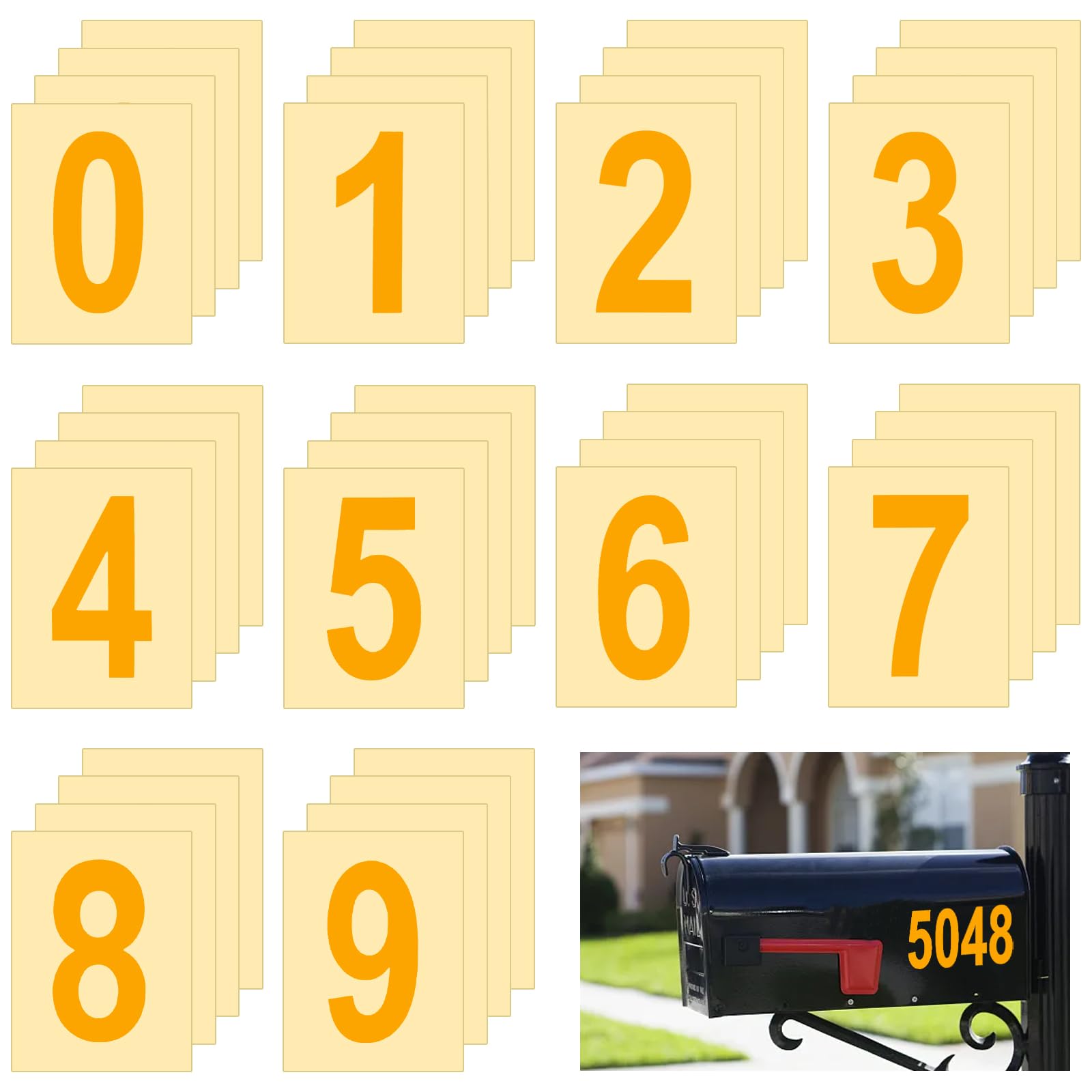 100 stuks grote cijferstickers, 10 cm weerbestendige kleefcijfers, mailboxnummerstickers, vinyl stickers, cijfers 0 - 9, kleefnummers vuilniscontainers, zwart en wit, zelfklevende cijfers voor