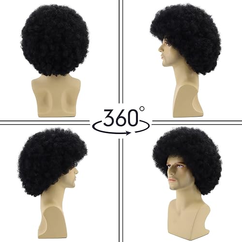 Miniatura 3 de Tembol Peluca afro para hombre, cabello rizado de discoteca de los años 80, perfecta para trajes de discoteca de hombres en los años 70, rosa