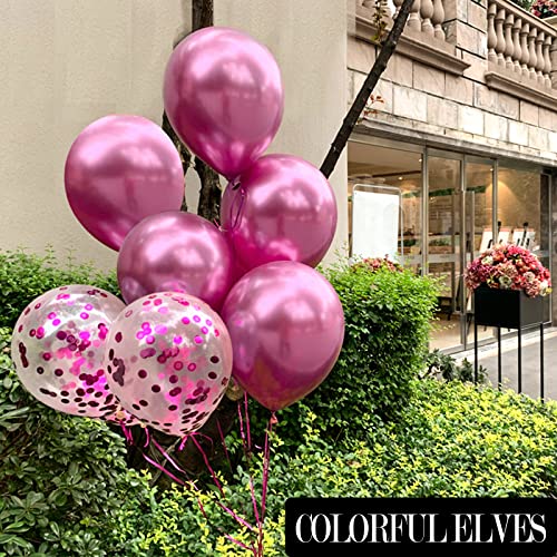 Image of Metallic Chrome Hot Pink Balloons 10 Inches 100 Pack Helium Shiny Thicken Balloon (Hot Pink)