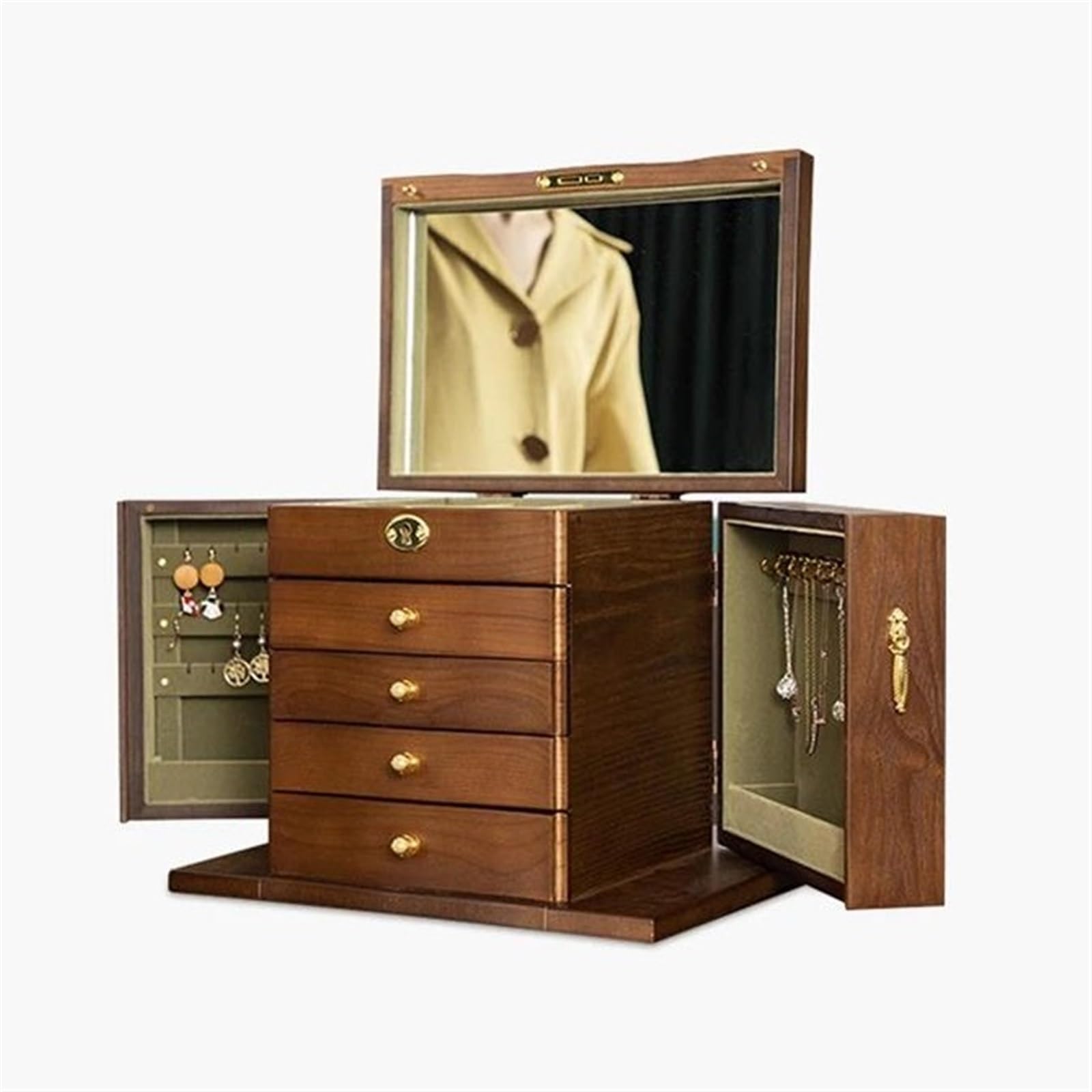 Cajas Almacenamiento Collares Y Pendientes Madera Maciza Organizador Joyas Anillos Boda Accesorio Cabello Estuche Exposición Maquillaje Ideias De Presentes Organizador Joyas