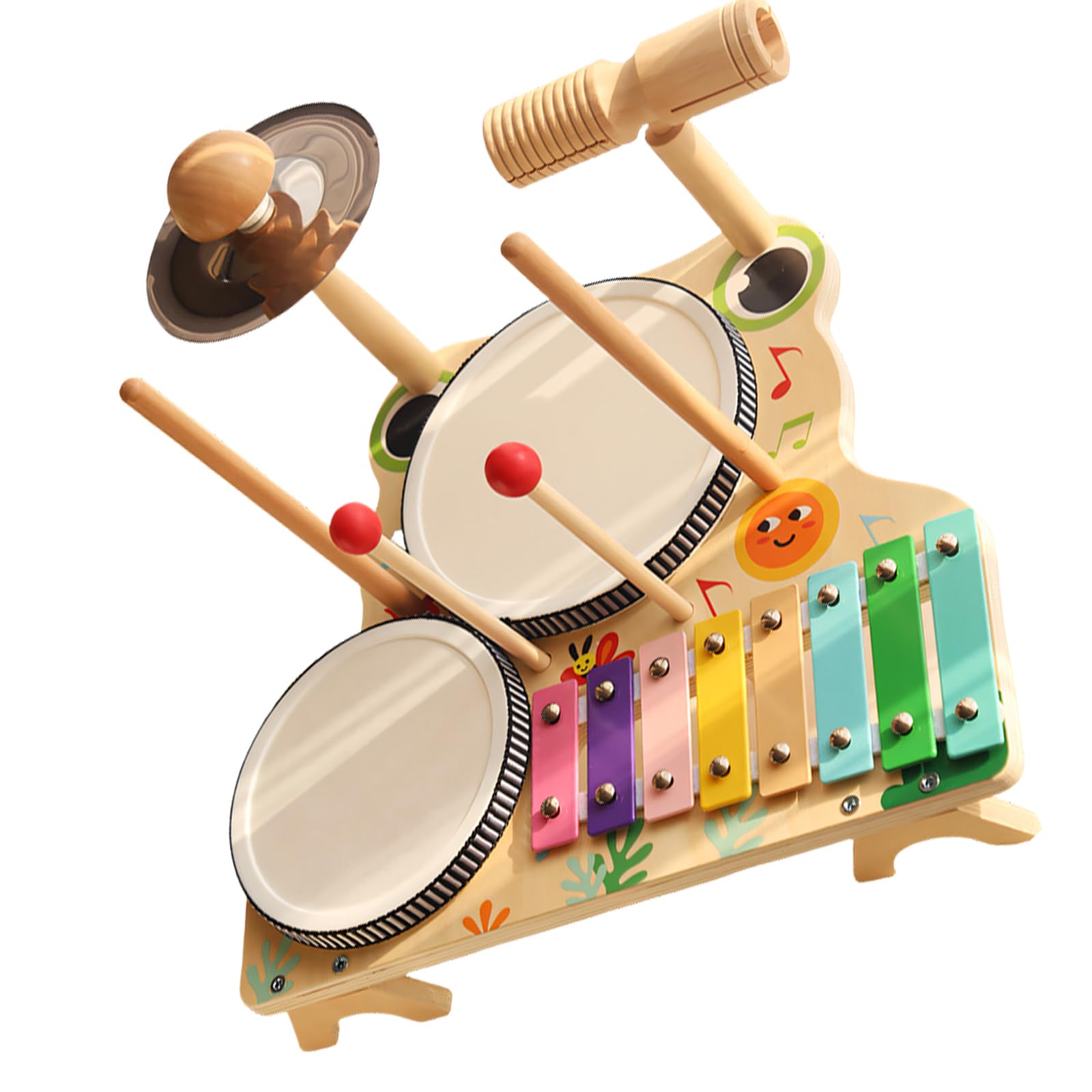 Colección de Tambores educativos para niños con 4 Instrumentos para desarrollar Habilidades Musicales Muñecos de coordinación Mano-Ojo para niños pequeños