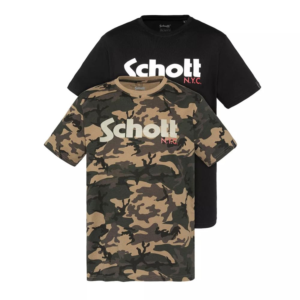 Schott Nyc Men's Multicolored Herren Tspklogo T-Shirt, M