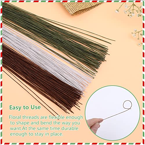 Socnitc Floral Arrangement Kit, 300Pcs 26 Gauge Floral Wire, Floral Supplies 14 Inches With 3 Rolls Floral Tape For Christmas Bouquet Stem Wrap Florist, Wreath Making Supplies #TOP3
