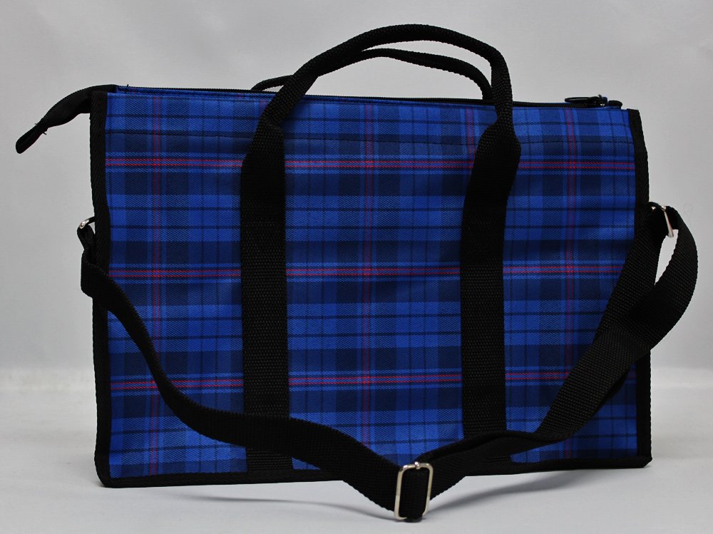 Amazon | 書初め用バッグ チェック柄 青 レッスンバッグ マチ付き