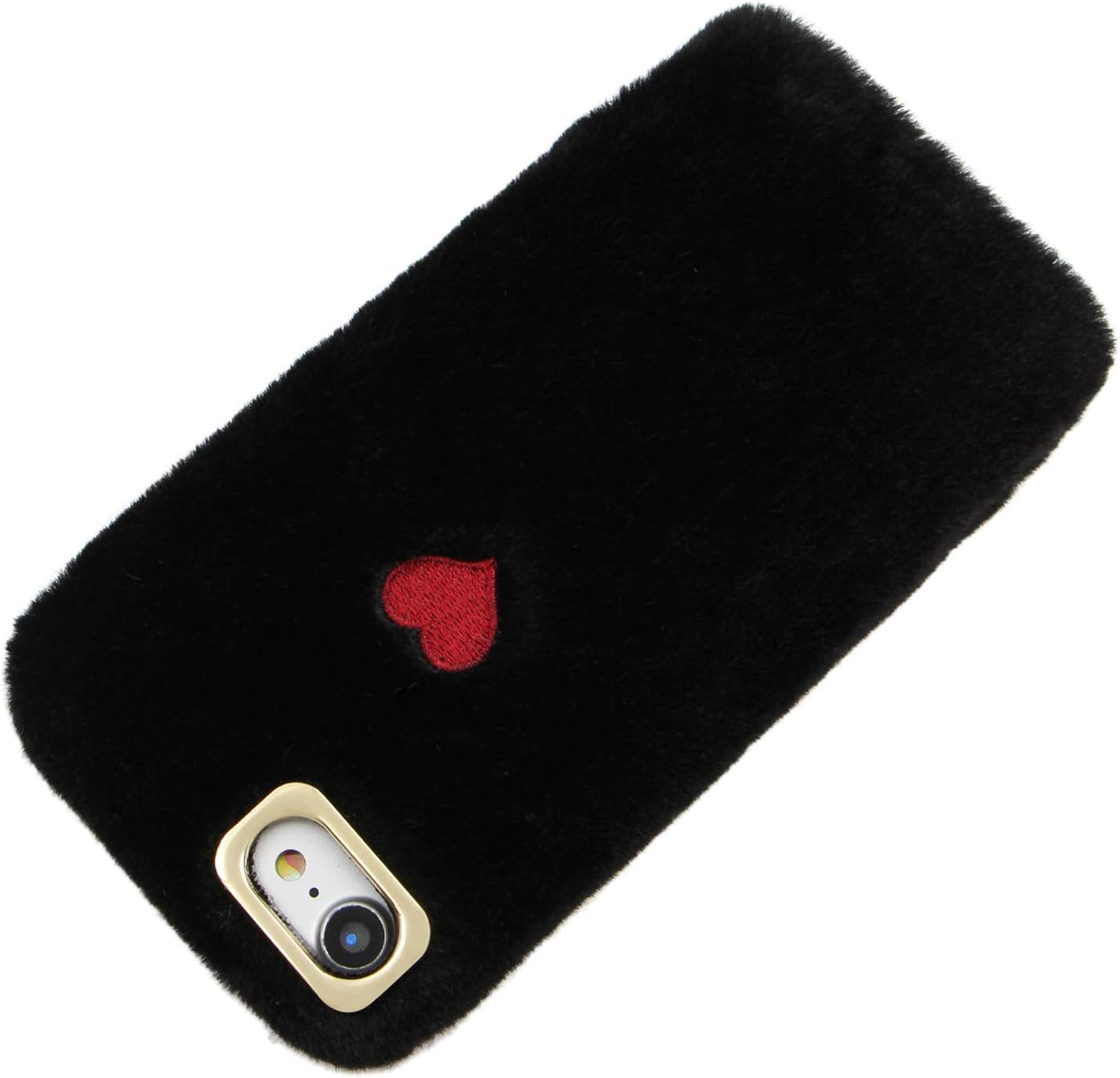 Herzzer Plush Case for Moto G Power (2021),Warm Winter Cute Short Fluffy Love Heart Pattern Furry Faux Fur Fabric Girly Flexible Soft Silicone Shockproof Back Cover,Black : Toys & Games