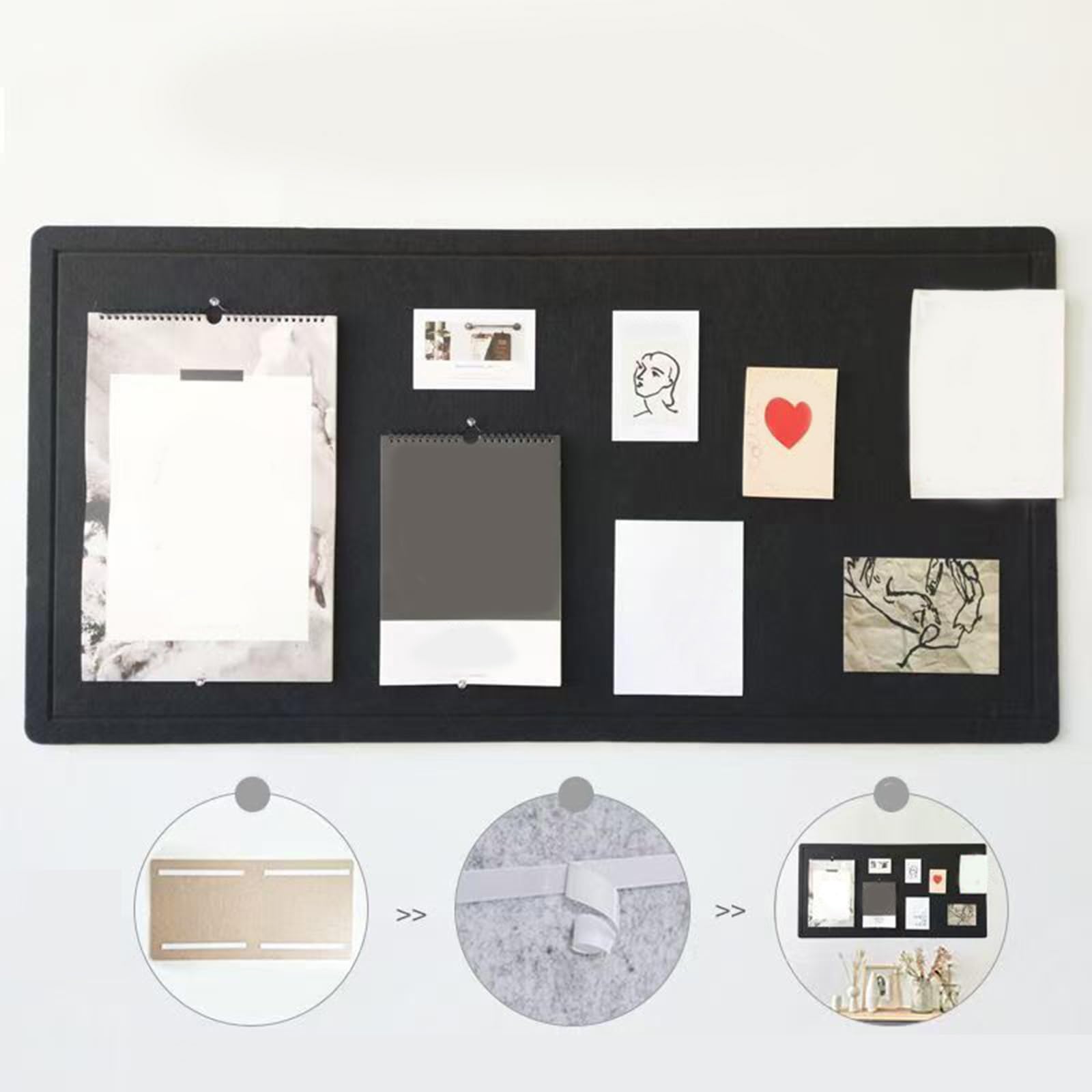 Selbstklebende Filz-Wandtafel mit Schallabsorption, einfache Installation für Arbeitsbereiche, Dekorationen, benutzerfreundlich, Stoff-Filztafel, Abziehstab, Halterung, geeignet für Notizen