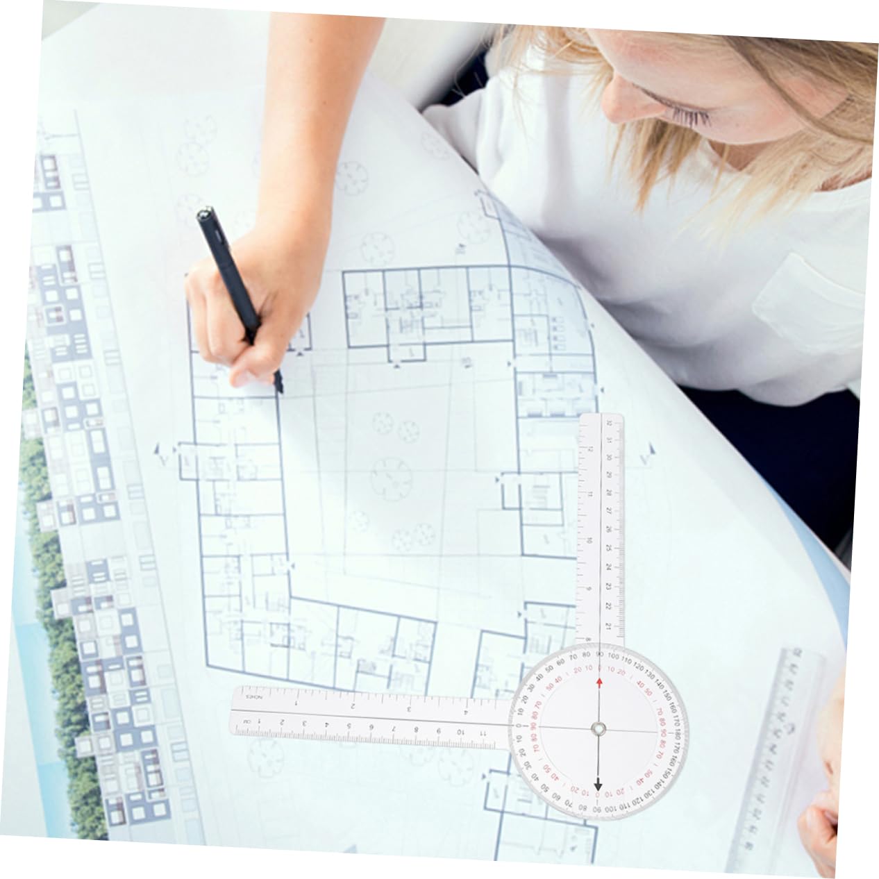 HOMSFOU 4pièces Goniomètre Rotatif Plastique Avec Graduation Claire Goniomètre De Mesure Pour Étudiants Et Enseignants Équerre Transparente Pour Dessin Précis