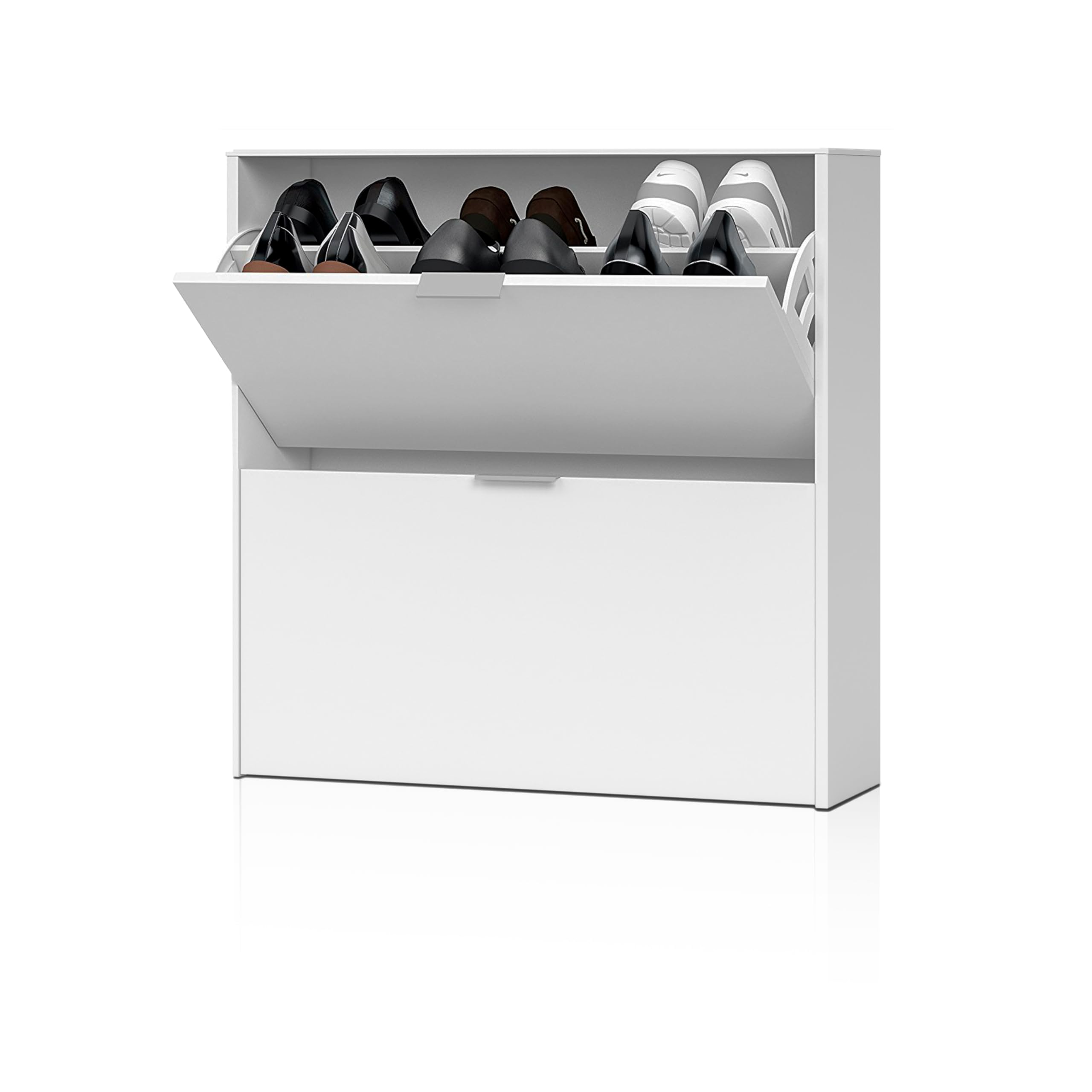 duehome | Zapatero 2 Puertas, Mueble Zapatero Estrecho, Modelo Nubo, Acabado en Color Blanco, Medidas: 75 cm (Ancho) x 76 cm (Alto) x 22 cm (Fondo)