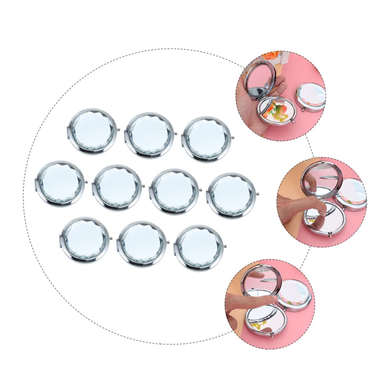DOITOOL 10 Piezas Espejo de Maquillaje Compacto de Doble Cara Espejo Cosmético de Viaje de Mano Unidades Maquillaje