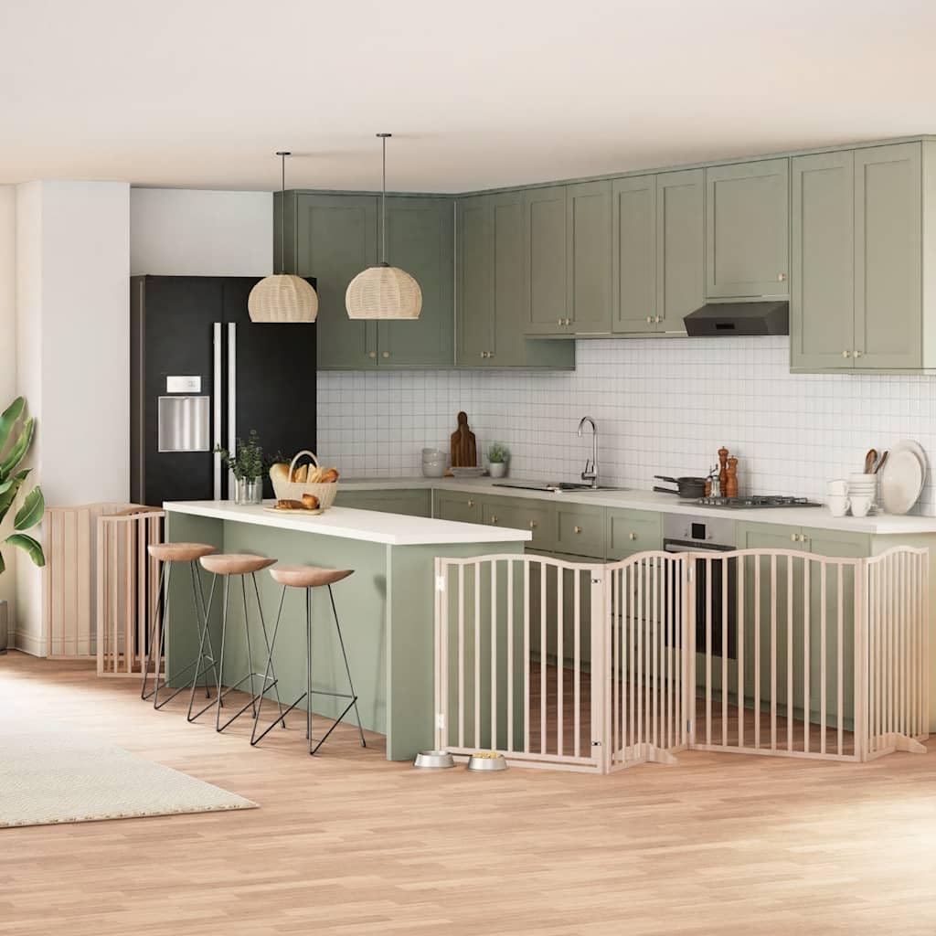vidaXL Puerta para Perros Plegable 12 Paneles Madera de álamo 960 cm