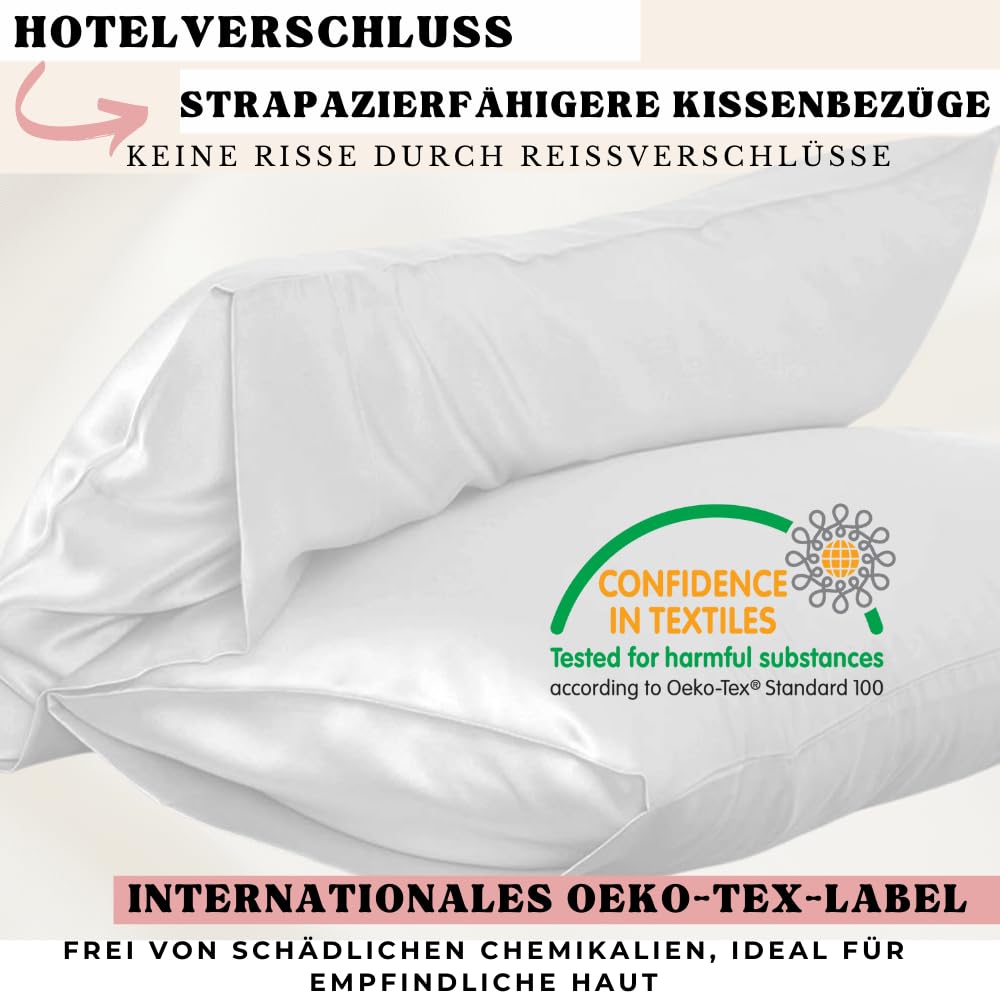 Seidenkissenbezug 100% Maulbeerseide, 25 Momme, Naturweiß, 40 x 60 cm