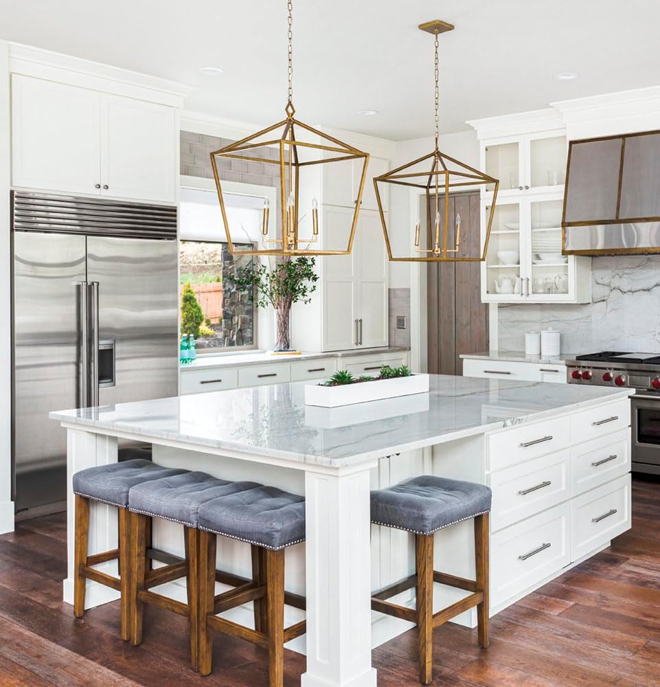 ML Lighting 3244-VG Four Light Pendant, Gold, Champ, Gld Leaf