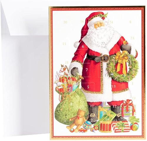 Caspari Tarjeta de felicitación con calendario de Adviento navideño de Papá Noel, 2 tarjetas y sobres