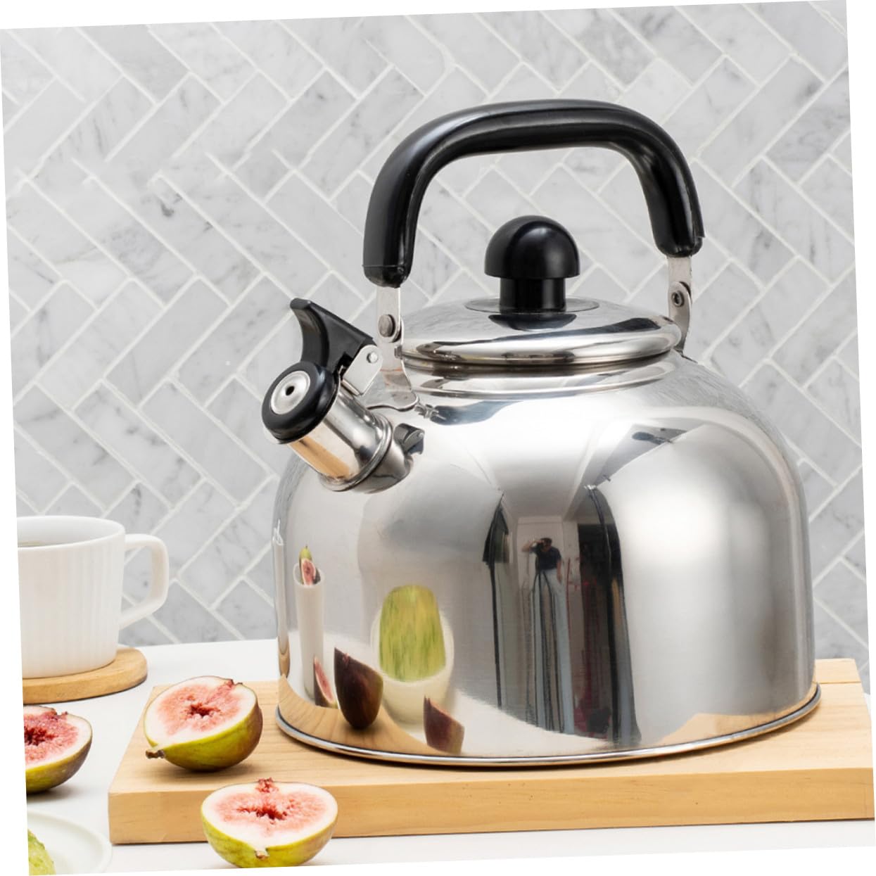 TOYANDONA Hervidor de Agua de Acero Inoxidable con Silbato Audible Mango Ergonómico Apto para Estufas de Gas Inducción y Eléctricas Fácil de Limpiar y