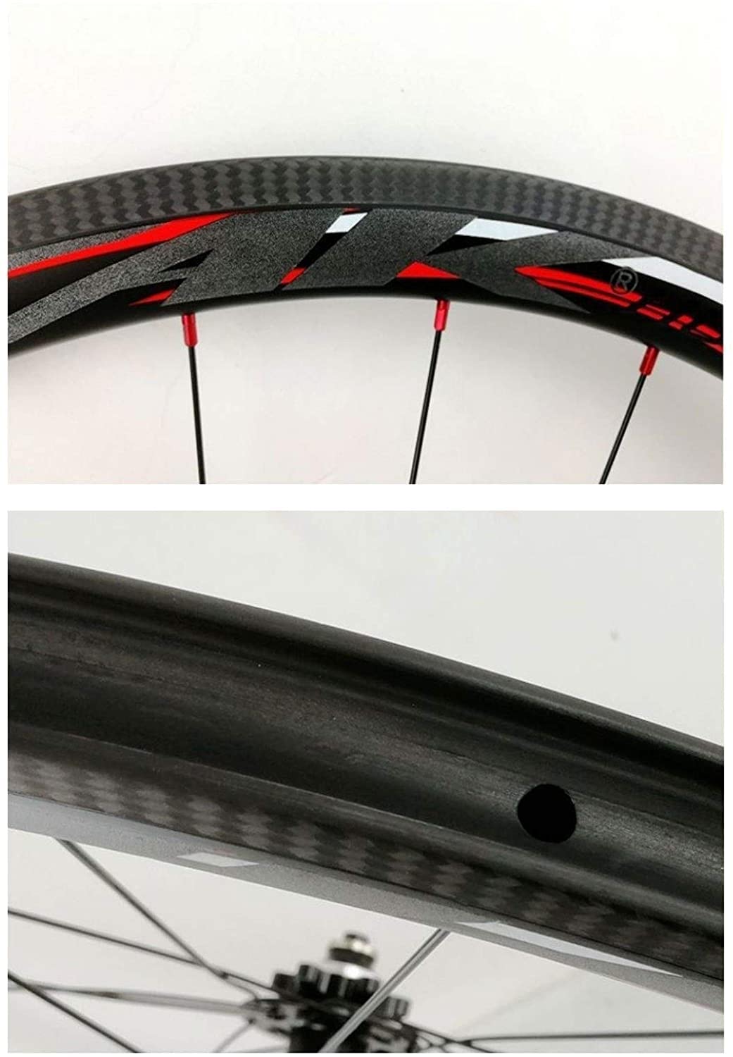 Wheelset Ruedas de bicicleta de fibra de carbono, altura del anillo de 24 hoyos 40 mm Road Bike Wheelset 70 0C 23C/25C/28C/32C/35C/38C Neumáticos ruedas de carretera de freno de disco road Wheel