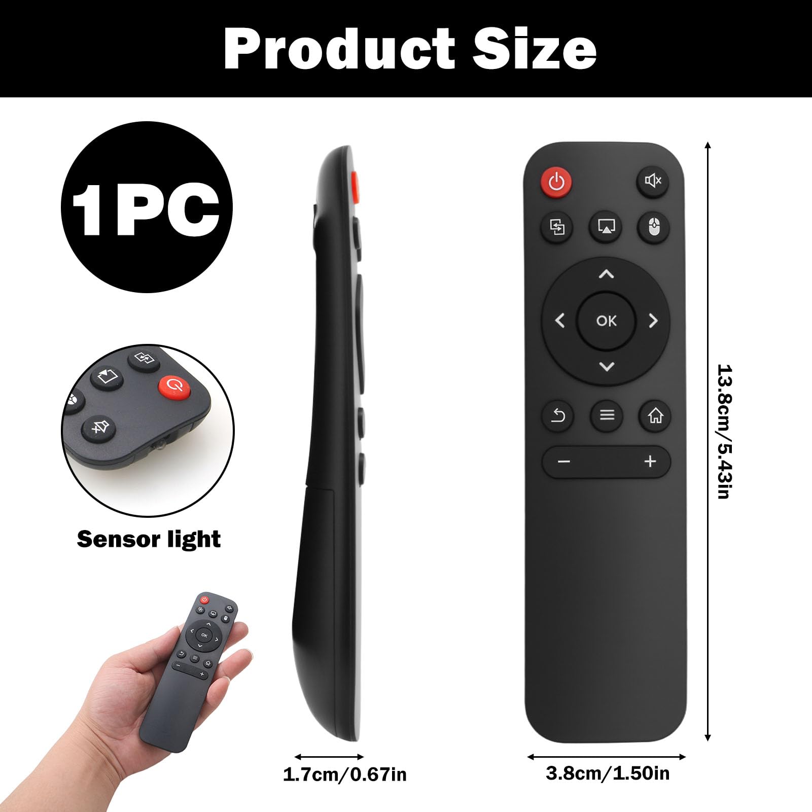 Mando Distancia Repuesto para Proyector HY320Mini HY320 HY300 Pro HY300 con Alcance 10m y Botones Intuitivos Portátil Control Remoto Inteligente Infrarrojo No Requiere Programación - 3