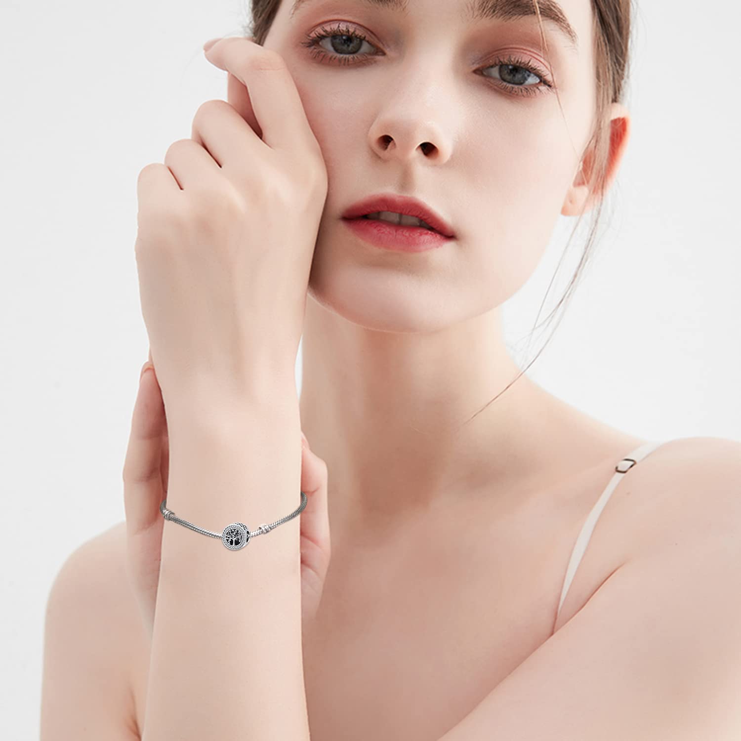 Abalorios Charms Colgantes de Plata de Ley 925 Árbol de la Vida Abalorios Charm Compatible con Pulsera Pandora y Europeo, Regalo para Mujeres y Niñas