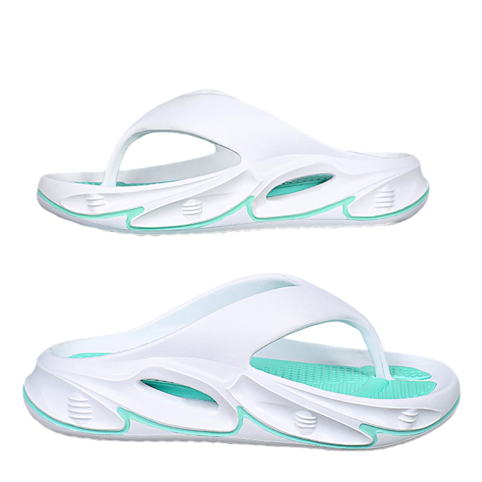 Gyios Flip Flops Men Outdoor Indoor Slippers Thick Soft Sole Beach Sandals Non-slip Bathroom Home Women Flops-white Blue-38-39