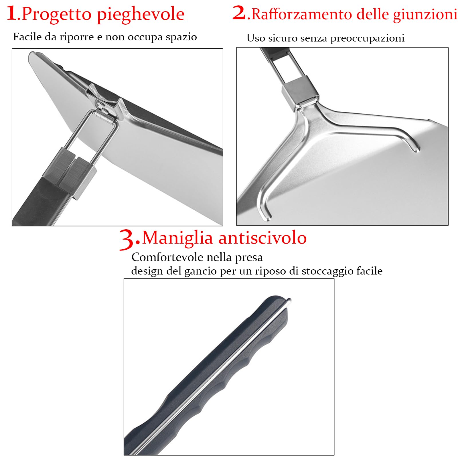 Pala per Pizza Corta, Professionale 31,5 x 32cm, con Manico Forata Pieghevole per Forno,outdoor pizza oven accessories and indoor baking use