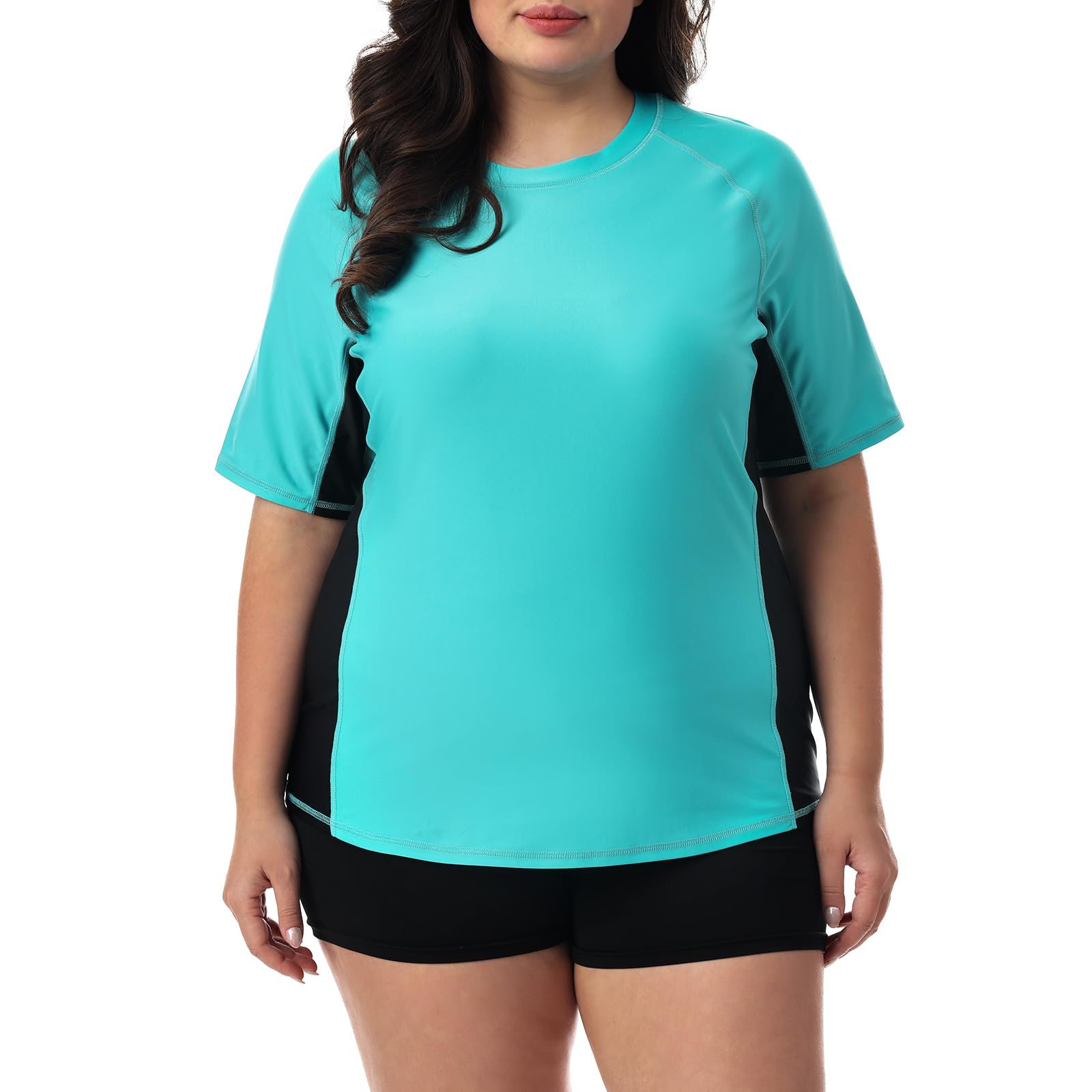 HODOSPORTS Women's Plus Size Rash Guard UPF 50+ Swim Shirt Sun Protection Swimsuit Top Short Sleeve 1X-6X