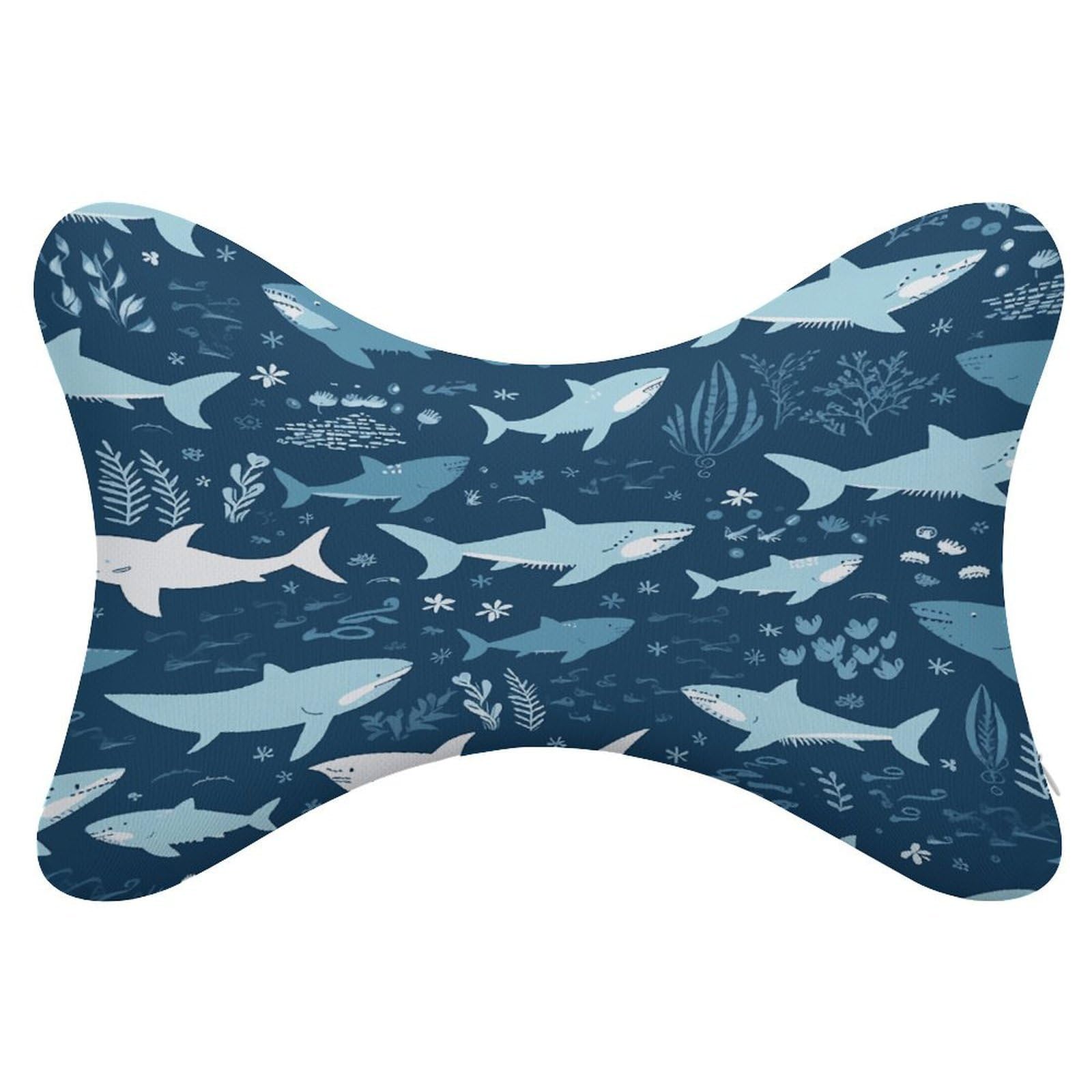 FekiLoot Sharks Car Headrest Set of 2,Softness Memory Foam Car Neck Pillow with Breathable Removable Cover Car Neck Support Pillow Ergonomic for Driving, Office