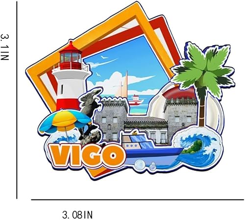 Miniatura 3 de Vigo Galicia España imán de nevera de madera 3D monumentos de viaje coleccionables recuerdos decoración hecha a mano -3771