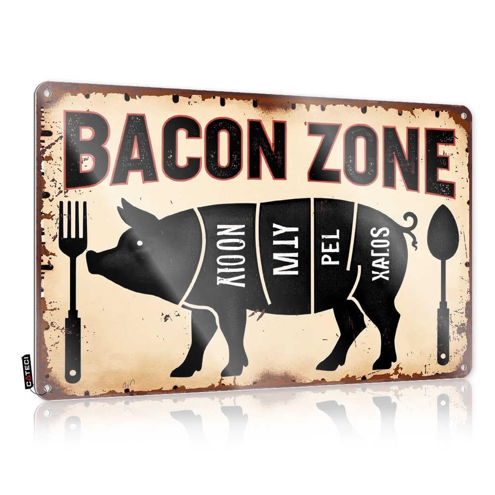 Fzfn Colour Vintage Wall Decor Country Ready To Hang - Exploring The Culinary Delights Of Bacon Accessory For Entryway(30X40cm)