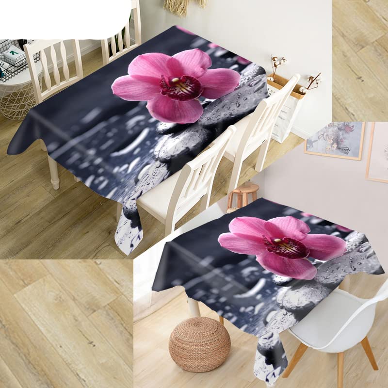 Mantel de Flores de orquídeas Naturales, Tela Oxford 3D Cuadrada/Rectangular, Cubierta de Mesa a Prueba de Polvo para Fiestas, decoración del hogar, Cubiertas de TV-7,140X200CM
