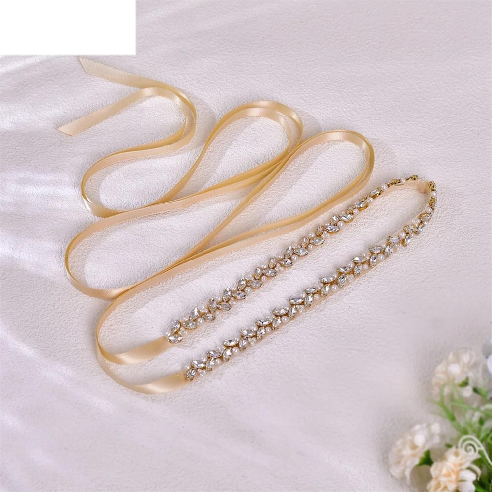 Cinturón de perlas de diamantes de imitación para vestido de novia, banda fina para decoración de fiesta, accesorios para mujer