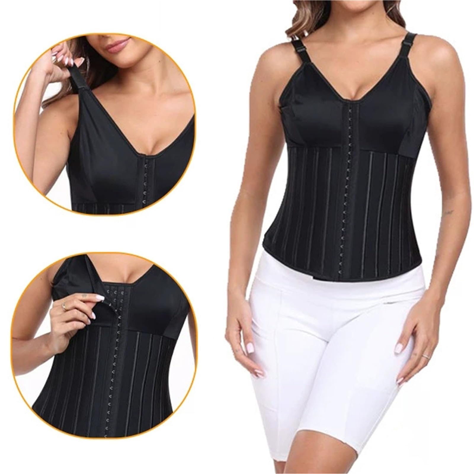Faja moldeadora de látex, chaleco, entrenador cintura, corsé con gancho, cinturón plano for el vientre, funda adelgazante, moldeador cuerpo