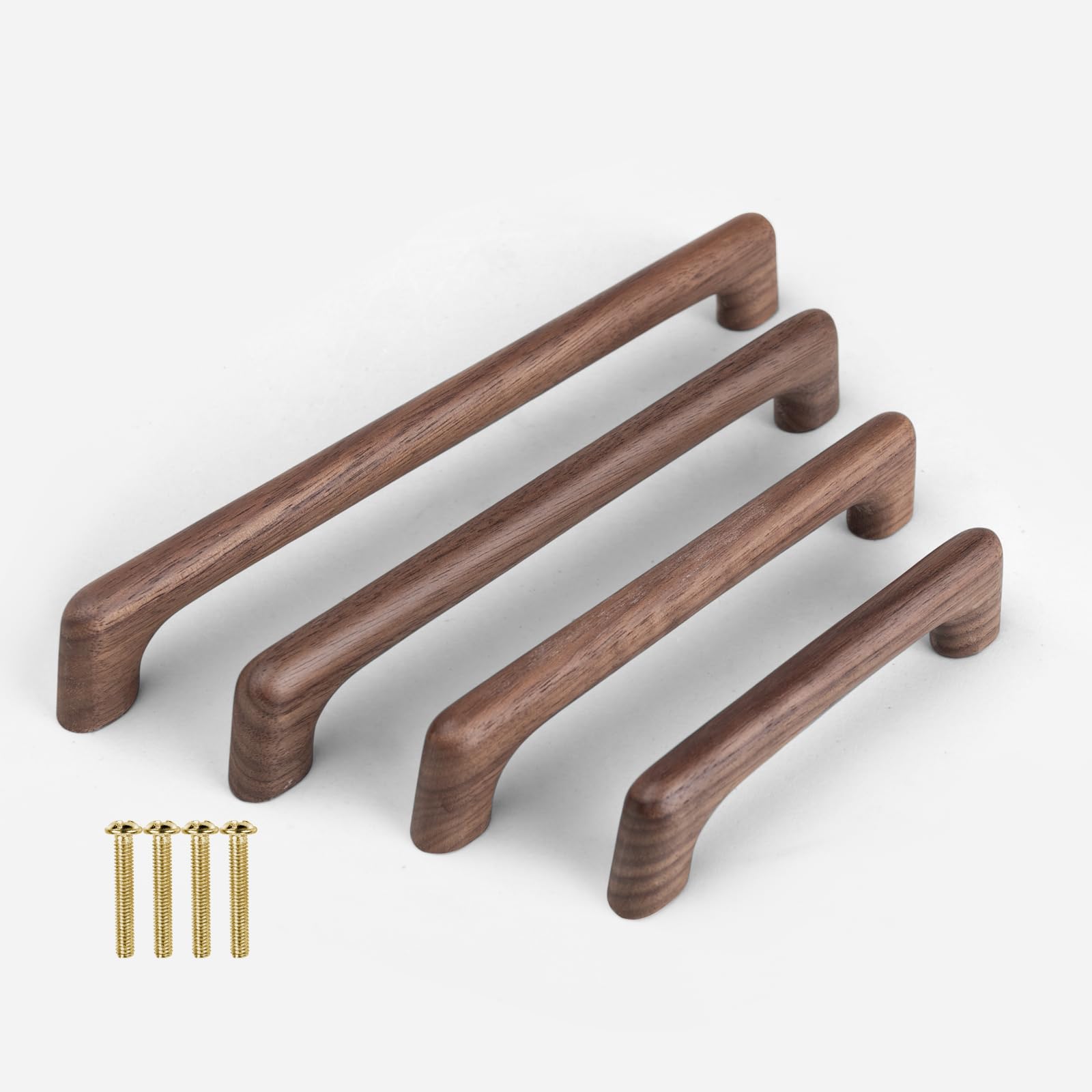 KOVNISE Furniture Handles Flat Bridge Shaped Black Walnut Handle Modern Style Handle with Nails Suitable for Cupboards Drawers Cupboards Kitchen Bedroom Shoe Cabinets (2, 160MM)
