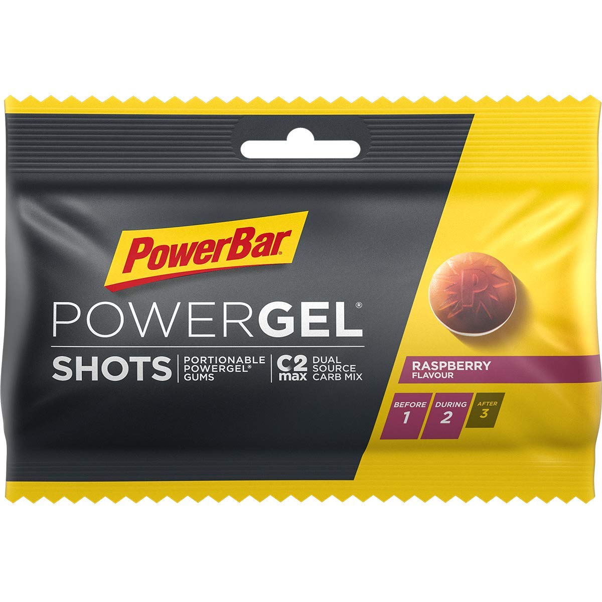 PowerBar PowerGel Shots Raspberry 16x60g - High Carb Energie Gummis + C2MAX + Natrium