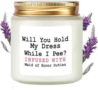LAMIVEENLA Maid of Honor Gifts Scented Candle Lavender - Bridesmaid Proposal Gift Matron of Honor Proposal Gifts Bridesmaid Gift Soy Candle 4oz