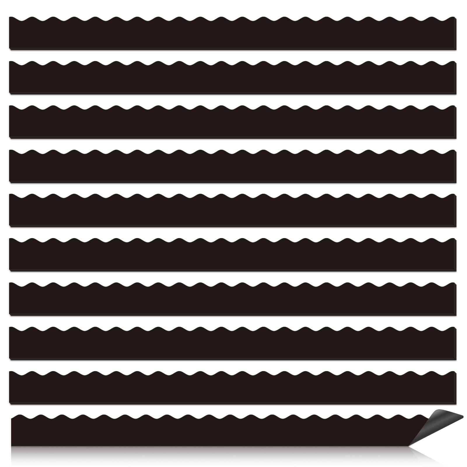 Magnetic Borders for Classroom Whiteboard - 30 Pcs Black Magnetic Bulletin Board Border Set - Scalloped Chalkboard Border Strips for Teachers, Parents, DIY Home,School & Office Decoration — image 1