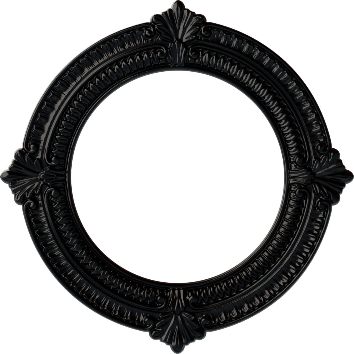 Ekena Millwork CM13BNBLF 13 1/8"OD X 8"ID X 5/8"P Benson Ceiling Medallion Fits Canopies Up to 8", Jet Black