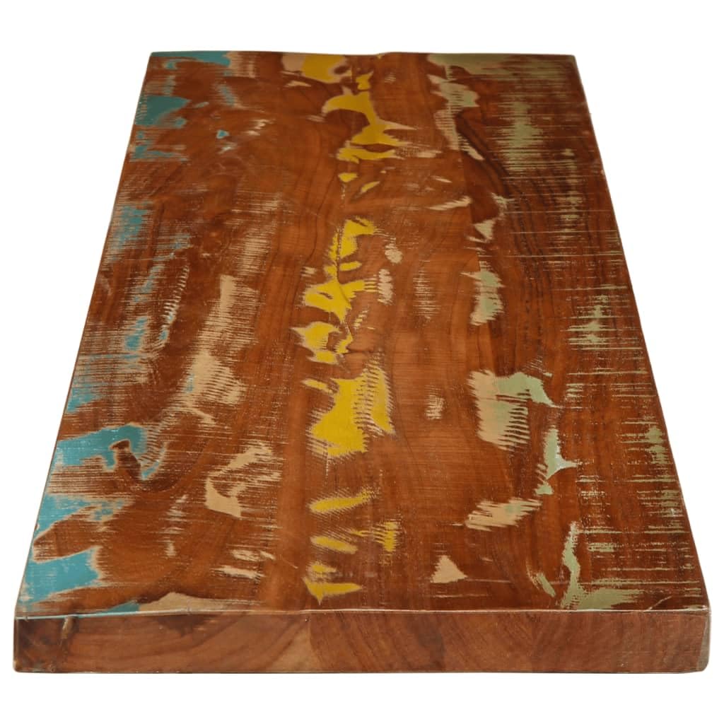 Dessus de Table 180x40x2,5cm Rectangulaire en Bois Massif de Récupération, Plateau de Remplacement pour Table à Manger ou Bureau, Design Rustique et Finition Couleurs Mixtes