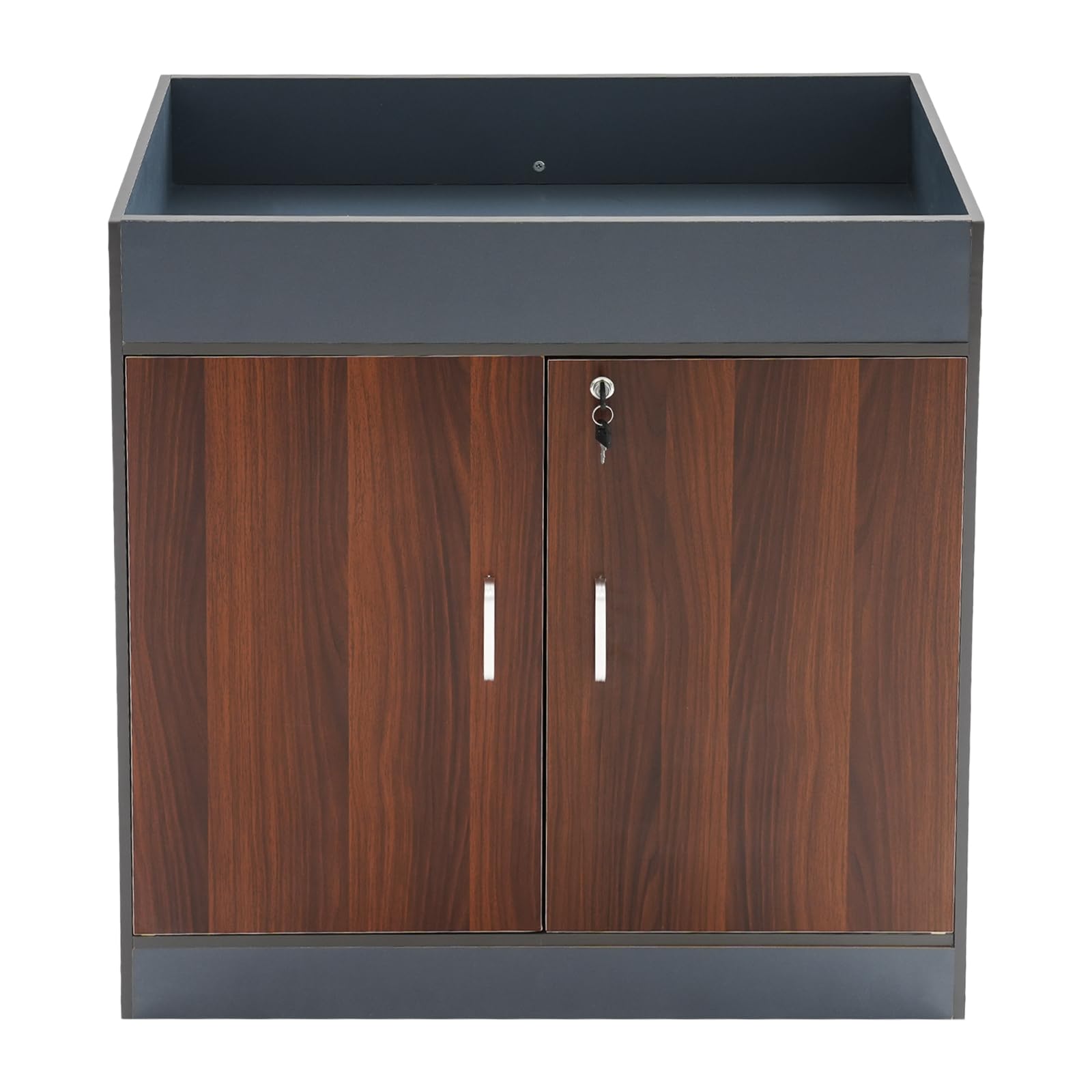 Armadietto portaoggetti, in metallo, nero, per uffici, spazi finanziari, laboratori, 80 x 40 x 80 cm