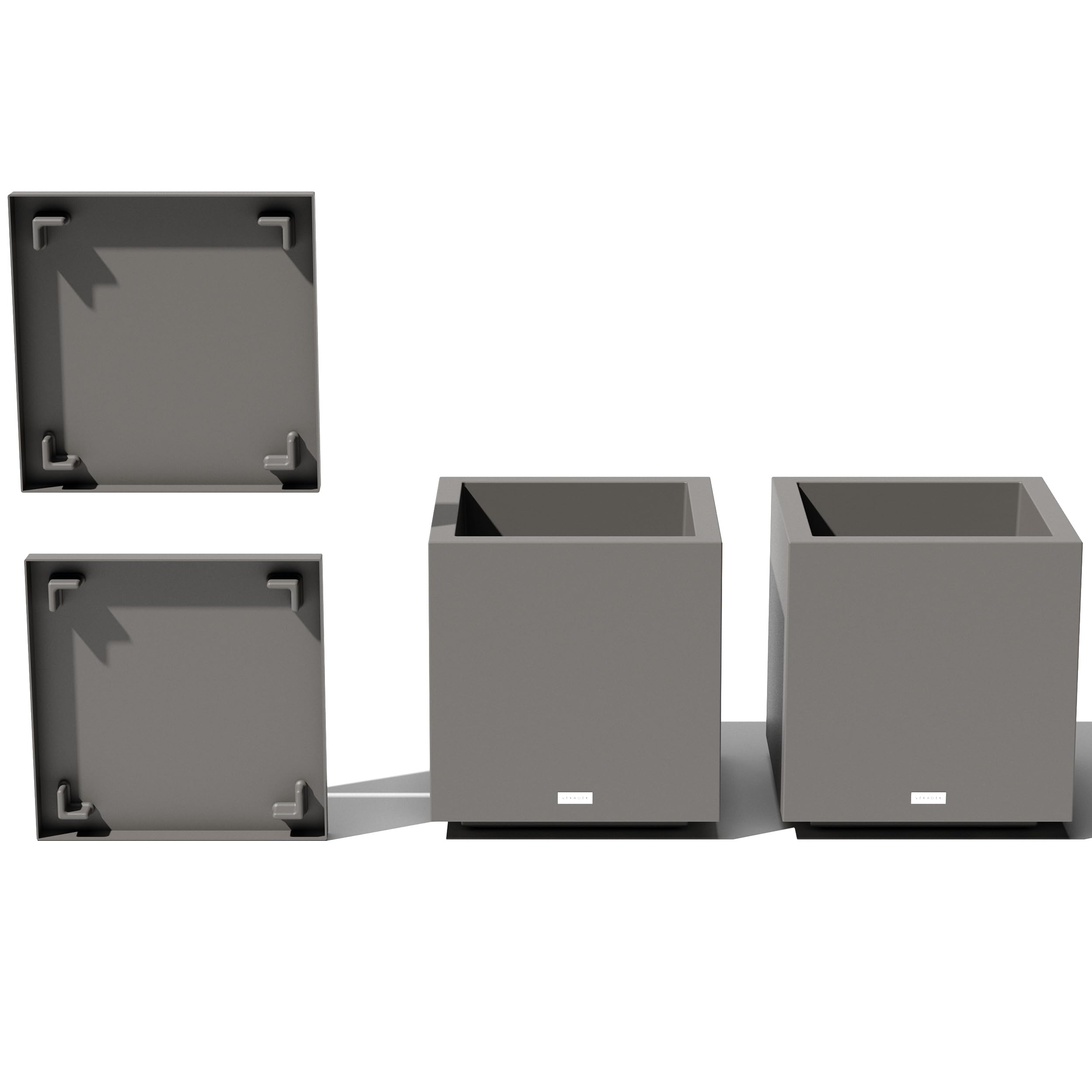 Veradek Block Series Cube Planter &amp; Drip Tray - Square Outdoor Planter Set